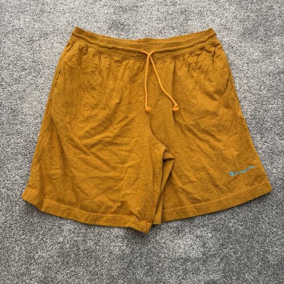 Champion Shorts Mens 2XL Brown Mustard Drawstring Athletic Pockets Cotton Blend - Picture 1 of 13